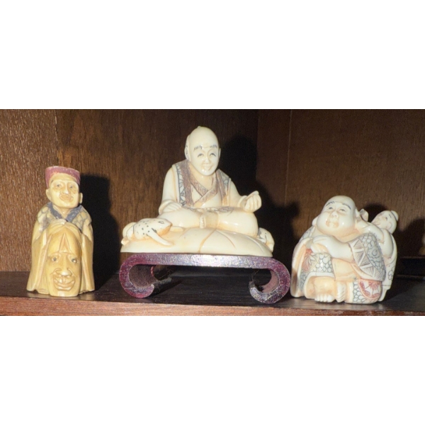 Antique Ivory/Bone Chinese Miniature Figures 3"tall