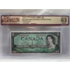 Image 1 : Graded Canadian 1954 Mod. Portrait $1 Choice UNC Prefix: *A/A