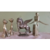 Image 1 : 4 Brass Decorative Pieces - Cats (2), Unicorn, & Gymnast 