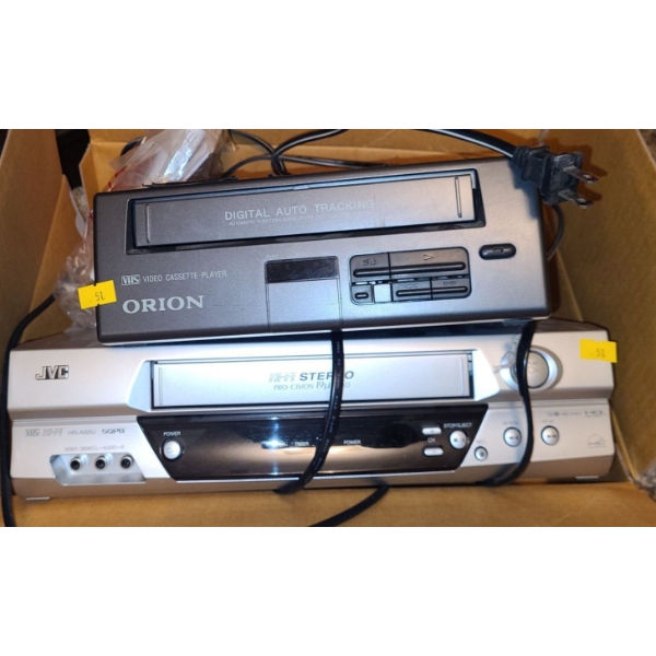 Orion VHS Player Model VP0040 and JVC VHS Model HR-A6OU (JVC Remote Included)