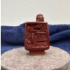 Red Square Carved Snuff Bottle with Spoon 3H