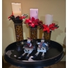 Image 2 : Musical Themed Black Stand w/ Holiday Themed Decor (Candle Holders, Santas) 24W, 16D, 25T  