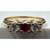 Image 1 : 10-14K Gold Ring With Red Gem, 2.66 Grams