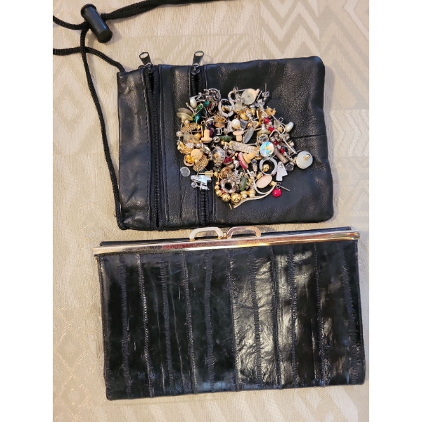 Assorted Costume Jewlery 20+ Pieces with Genuine Leather Clutch