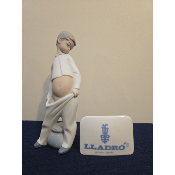 LLADRO Porcelain Nao Boy w/ Chamber Pot 4W, 3D, 9.5T & LLADRO Porcelain Plaque 4W, 1D, 3T 