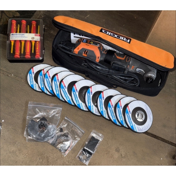 RIGID Multi-Tool w/ New Mastercraft Grinding Disks & Precision Screwdriver Set 