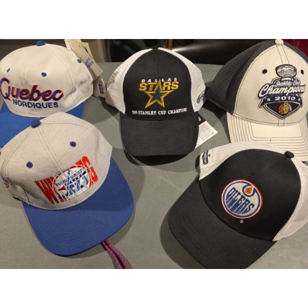 Five Sport Teams Hats- Quebec Nordiques, Dallas Stars, Oilers & More