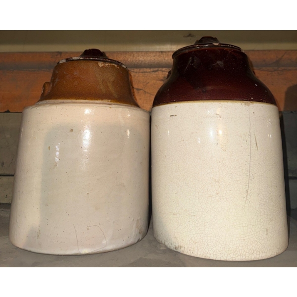 Two-Toned Stoneware Antique Canning Jars/Jugs Farmhouse Style 