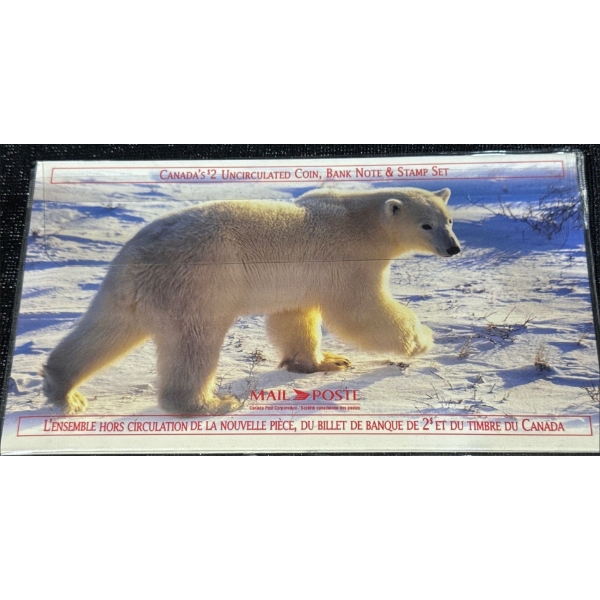 1996 Canada's $2 Uncirculated Coin, Bank Note & Stamp Set