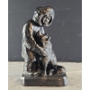 Image 2 : Vintage Signed Sculpture Depicting an Inuit Man and His Loyal Friend ( 13.5"H x 7.5"W)