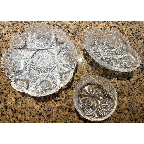 American Brilliant Period Cut Glass Crystal Servingware Collection