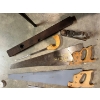 Image 2 : Assortment of Saws, wooden level, and vintage Stanley No. 113 Compass Plane

