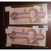 Image 1 : Bank of Canada 1986- $2 Sequential Bills CBF2087841/ 42 