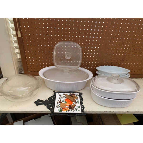 Lot of serving and casserole dishes 