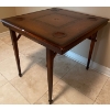 Image 2 : Vintage Walnut Folding Game Table w/brown leather top  32"w x 32"d x 30"tall