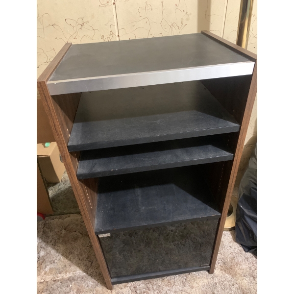 Wooden Audio Equipment Stand with Shelves and Bottom Door