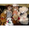 Image 1 : Porcelain Pair of Dolls (Largest 17T), Doll Rocking Chair & Box of Stuffies 