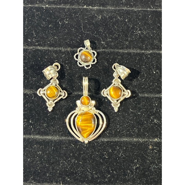Collection of Tigers Eye Stone Pendants