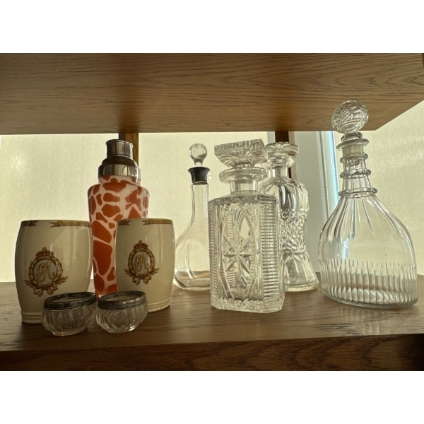 Decorative Barware Assortment - Crystal Decanters Cocktail Mixer Beer Steins & More