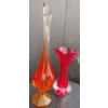 Image 1 : Gorgeous Vintage Viking Swung Glass Orange Vase w/ Artful Red Bud Glass Vase 