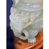Image 5 : Intricately Craved Jade Incense Container on Wood Stands 3 inch H 