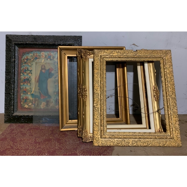 Picture Frame Collection + Framed Religious Picture 