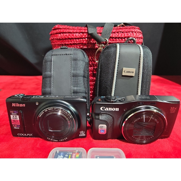 Camera Starter Kit, Nikon Coolpix and Conon with 6 MicroSD Cards