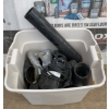 Image 1 : Tub of PVC Drain Fittings and Pump with Miscellaneous Parts