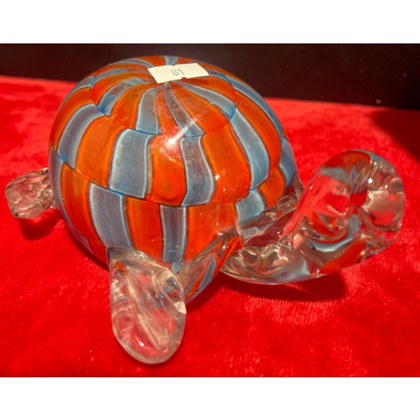 Vintage Colored Glass Tortoise Turtle  4"tall