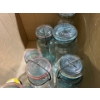Image 2 : 9 blue mason jars all with tops in great condition with a small jar of antique marbles
