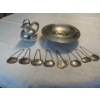 Sterling Candy Dish 6W w/ EPNS Single Coffee Service & Liquor Labels 
