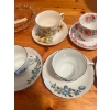 Image 3 : 6 fine bone china teacups and saucers, vintage Godinger Silverplated and Crystal Swan Salt Cellar wi