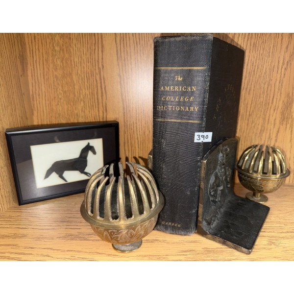 Bronze Cowboy Book Ends  - Antique Dictionary The American Collage Dictionary