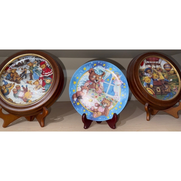 Franklin Mints "Teddy Bear Winter Frolic", "Hot Air Balloon Ride" & "Bears Birthday Bash" Collectibl
