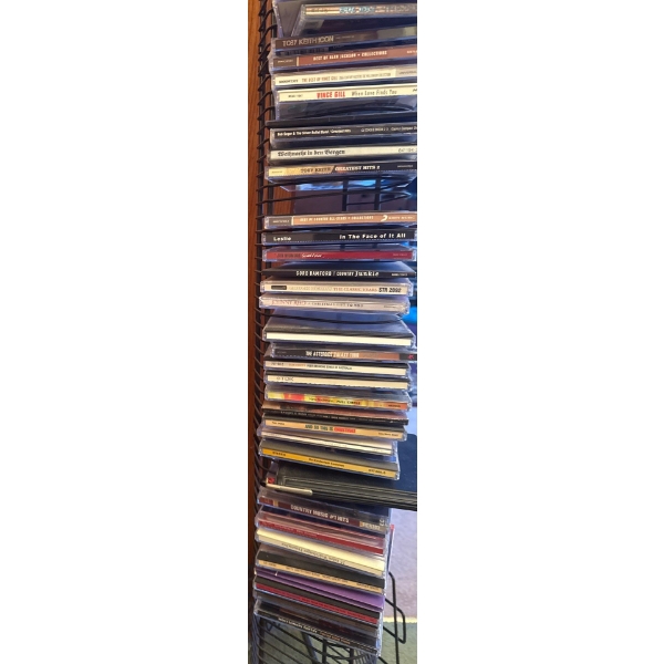 Compact Disk Collection w/ Rack - Assorted Genres & Artists 