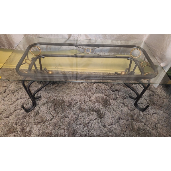 Metal Base w/ Glass Top Coffee Table 39 W, 19 D, 15 T 