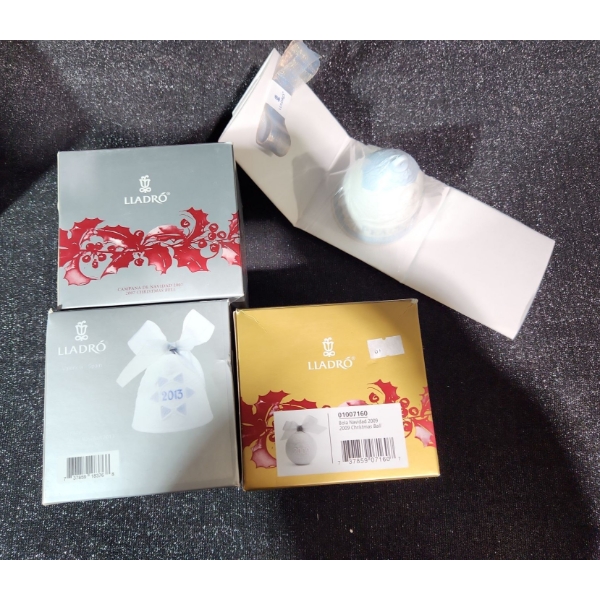 Lladro- Three Holiday Ornaments: 2007/ 2009/ 2013 Christmas Bells 
