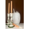 Image 1 : Kaiser Bisque Oblong Vase w/ 2 Italian Porcelain Candlestick Holders & Premium Wax Candles 