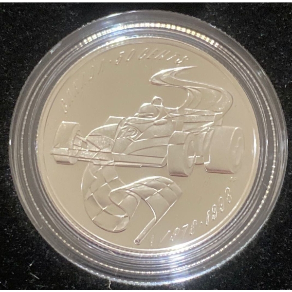1998 Canadian 50-Cent Sterling Silver Coin From The "Canadian Sports Firsts" 92.5% Silver 9.3 Grams
