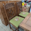 Image 4 : 1940s Hardwood Dining Table with Hand-Embroidered Cushions, Includes Extensions and Six Chairs