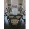 Image 2 : Fancy Metal & Glass Kitchen Table w/Six Cushioned Chairs  61"x 36"x 33"tall
