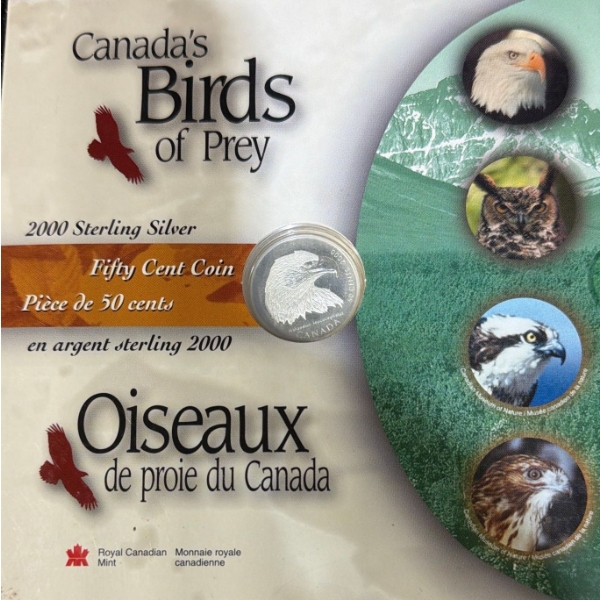 2000 Canada's Birds of Prey 50 Cent Coin 92.5% Silver 9.3 Grams