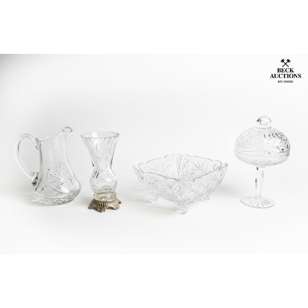  Collection Of Vintage Crystal Tableware Pitcher 9''IN H