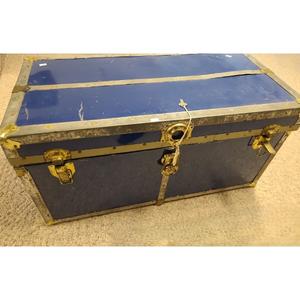 Antique Steamer Trunk w/ Key 34 w, 16.5 d, 17.5 h