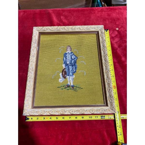 Needle Point Artwork of "The Blue Boy"(11"x 13.5" Inches Before Frame)