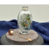 Image 1 : Hand Painted Glass Snuff Bottle with Spoon 2.75H