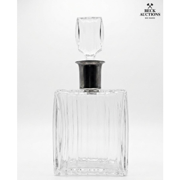 Art Deco Decanter With Silver Stem ( 830s ) 10''INCHES IN HEIGHT