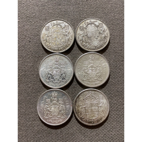Canadian 50-cent Pieces 11.66 g Silver (.800)