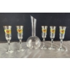 Image 1 : Glass Decanter Set with Floral Designed Champagne Flutes 