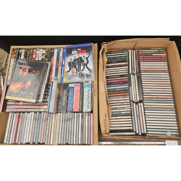 Various CDs,DVDs, and Cassette Tapes.